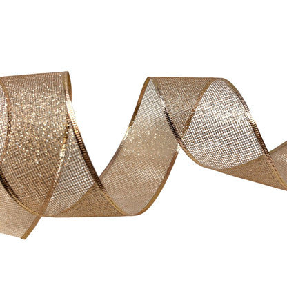 Glitter Grid Mesh Ribbon w/ Foil Edge 2.5" x 10yd - Rose Gold | CRR