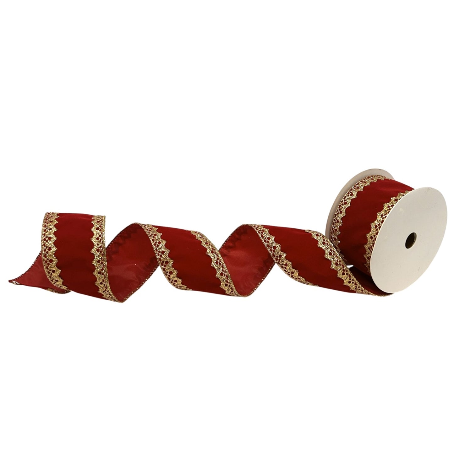 Flocked Velvet Ribbon w/ Gold Edge Trim 2.5" x 10yd | CRR