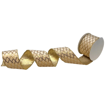Velvet Ribbon w/ Stitched Sequin Diamond Design 2.5" x 10yd | CRR