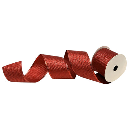 Metallic Embossed Stripe Ribbon 2.5x 10yd - Red | CRR