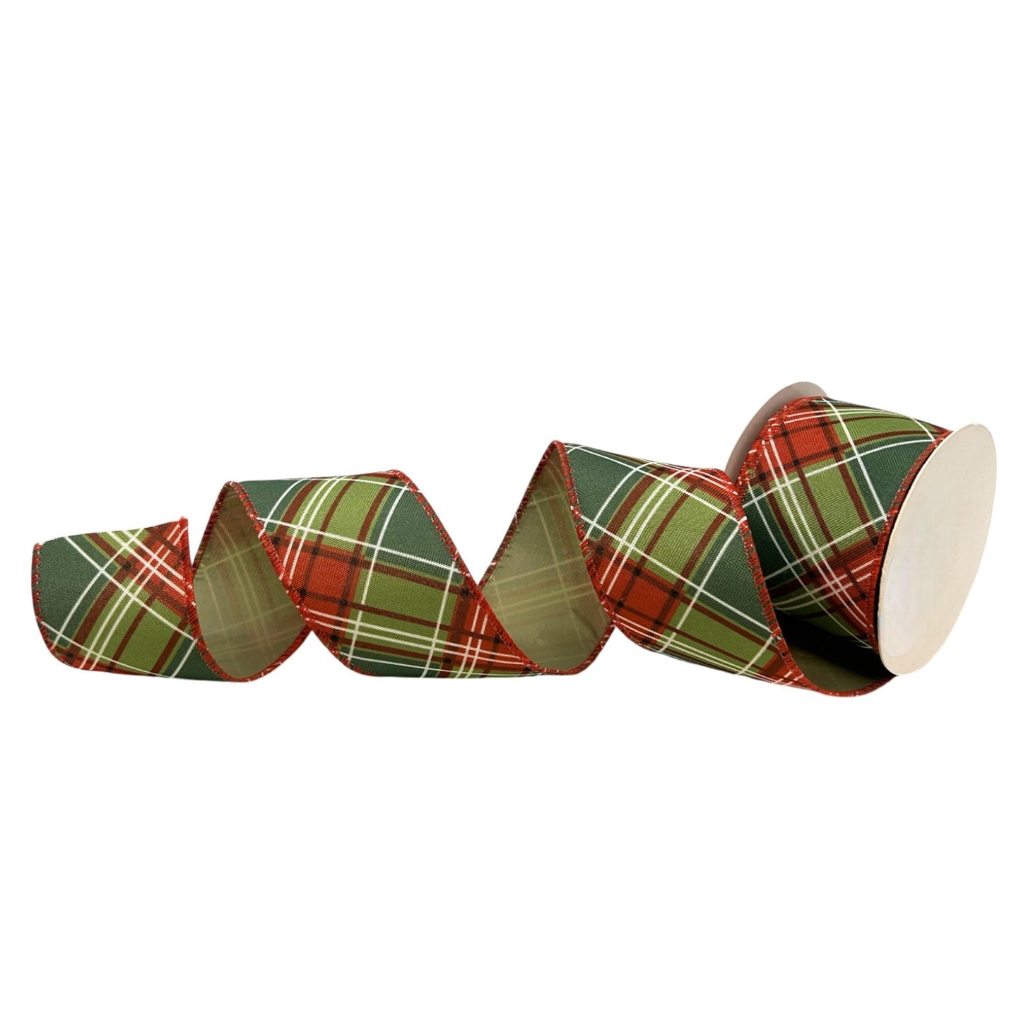 Red/Green Diagonal Plaid Ribbon 2.5" x 10yd | CRR