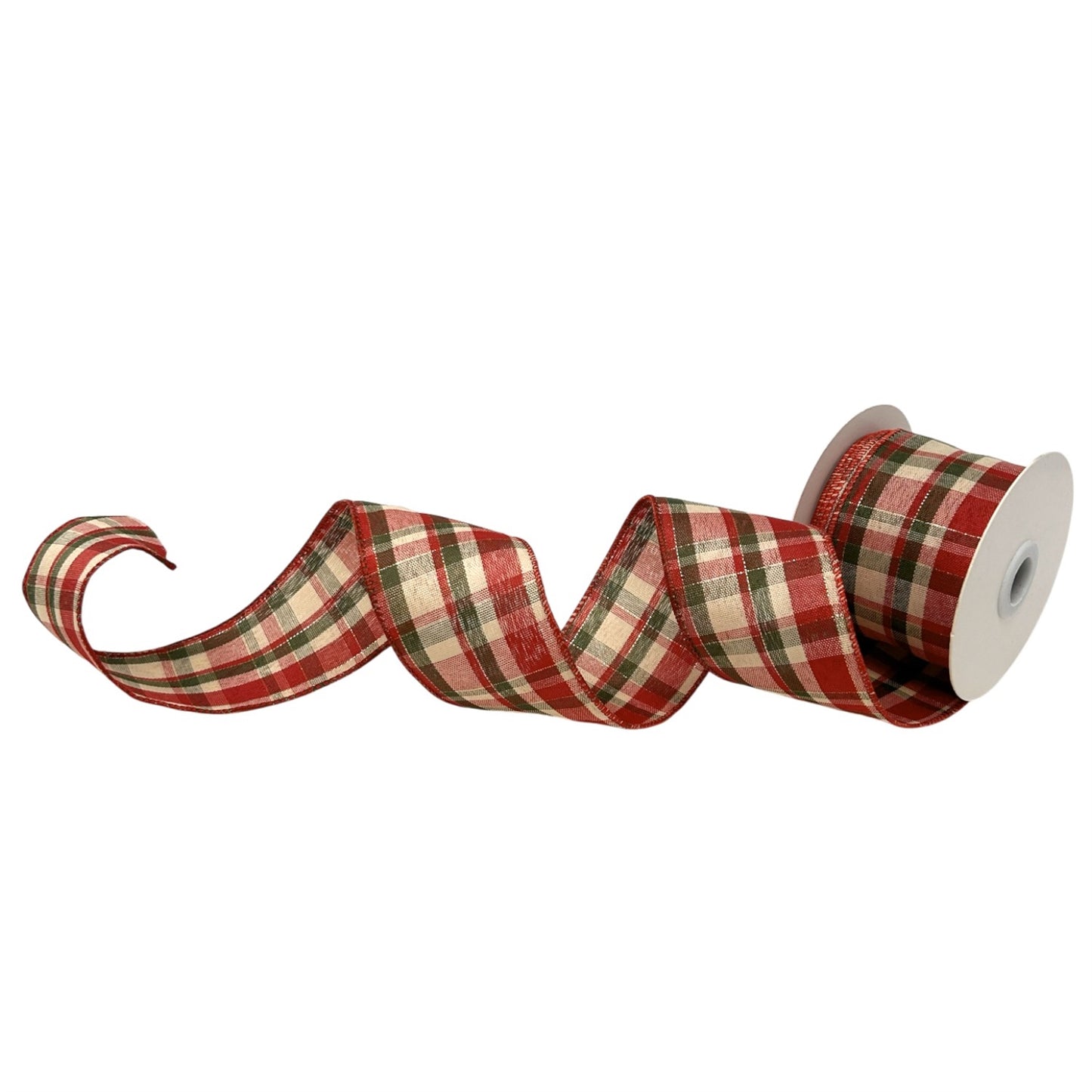 Berry Red/Green/Cream Plaid Ribbon 2.5" x 10yd | CRR