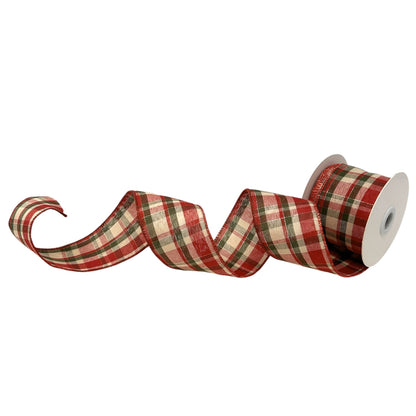 Berry Red/Green/Cream Plaid Ribbon 2.5" x 10yd | CRR