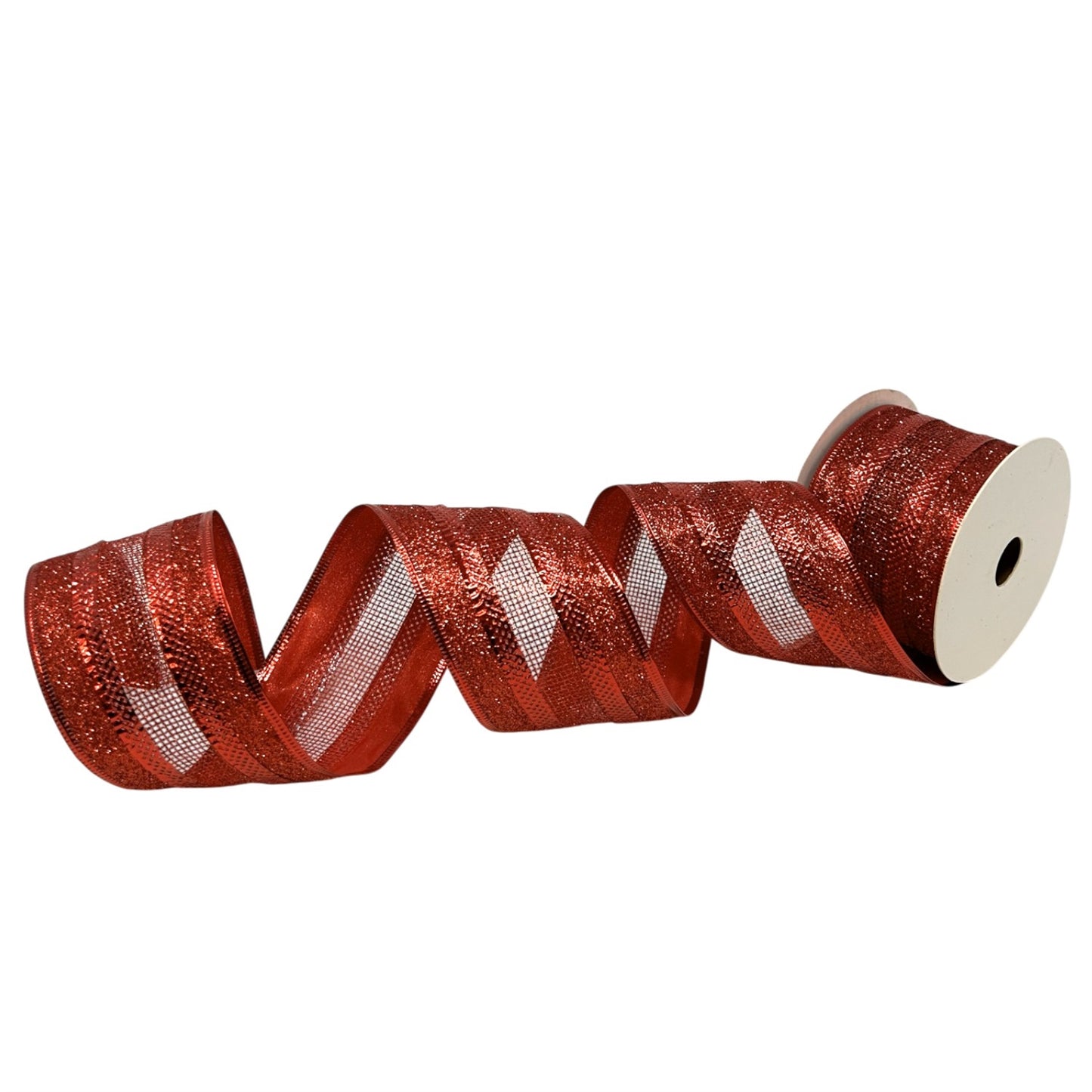Glitter Edge Ribbon w/ Mesh Center 2.5" x 10yd - Red | CRR