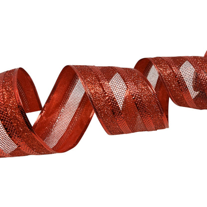 Glitter Edge Ribbon w/ Mesh Center 2.5" x 10yd - Red | CRR