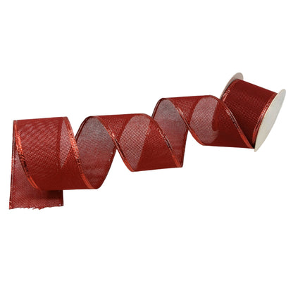 Open Weave Ribbon w/ Foil Edge 2.5" x 10yd - Red | CRR
