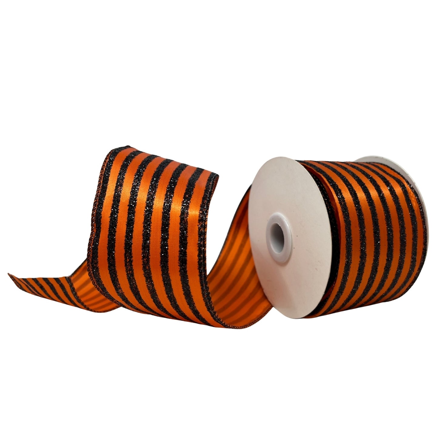Orange w/ Black Glitter Stripe Ribbon 2.5" x10yd | CRR