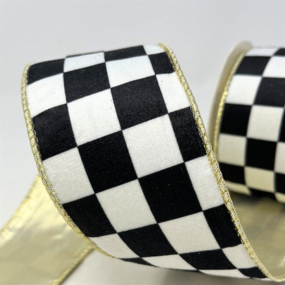 Black/White Check Ribbon Platinum Back 2.5" x10yd | CRR
