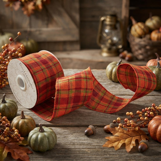 Orange Plaid Ribbon 2.5" x 10yd | CRR