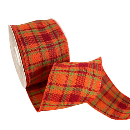 Orange Plaid Ribbon 2.5" x 10yd | CRR