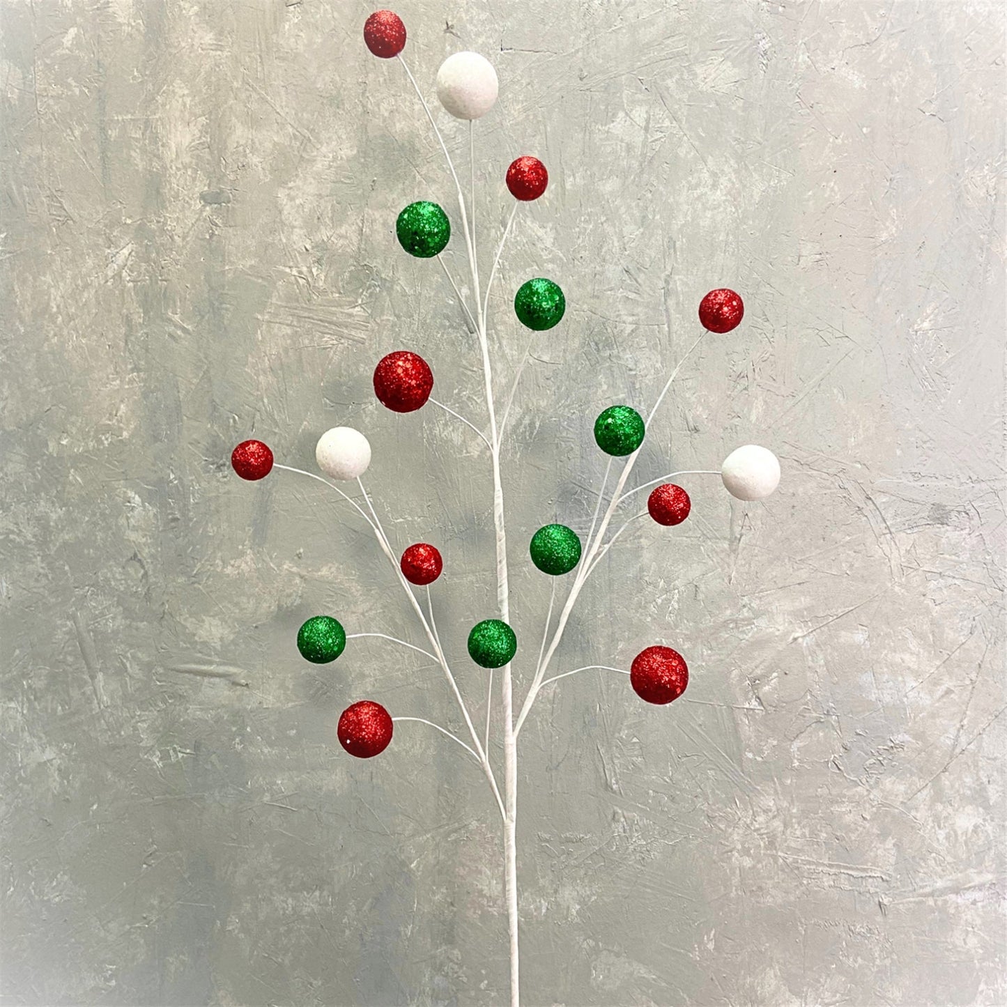 Whimsical Glitter Ball Spray 33" - Red/White/Green | KS