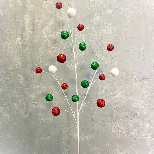 Whimsical Glitter Ball Spray 33" - Red/White/Green | KS