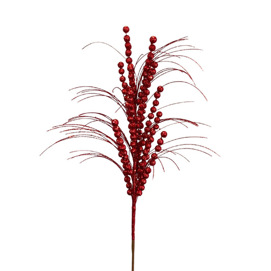 Glittery Grass Ball Spray 26" - Red | KS