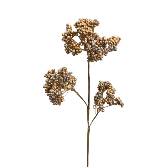 Metallic Glistening Cluster Berry Spray 24" - Gold  | KS