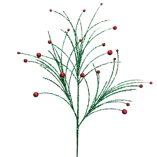 Wildly Perfect Twig Ball Spray 35" - Green/Red | KS