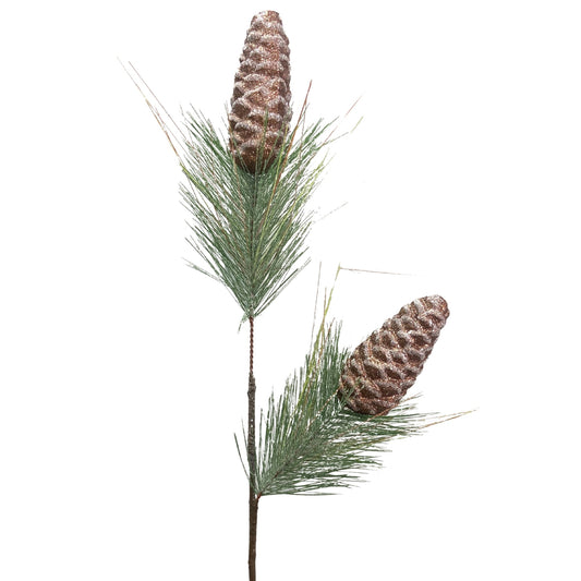 Small Iced Chocolate Aspen Pinecone Spray x 2 32" | KS