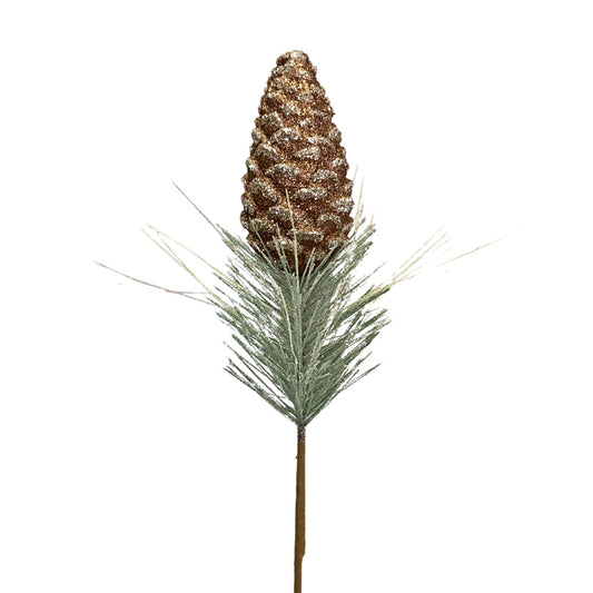 Large Iced Chocolate Aspen Pinecone Spray 27.75" | KS
