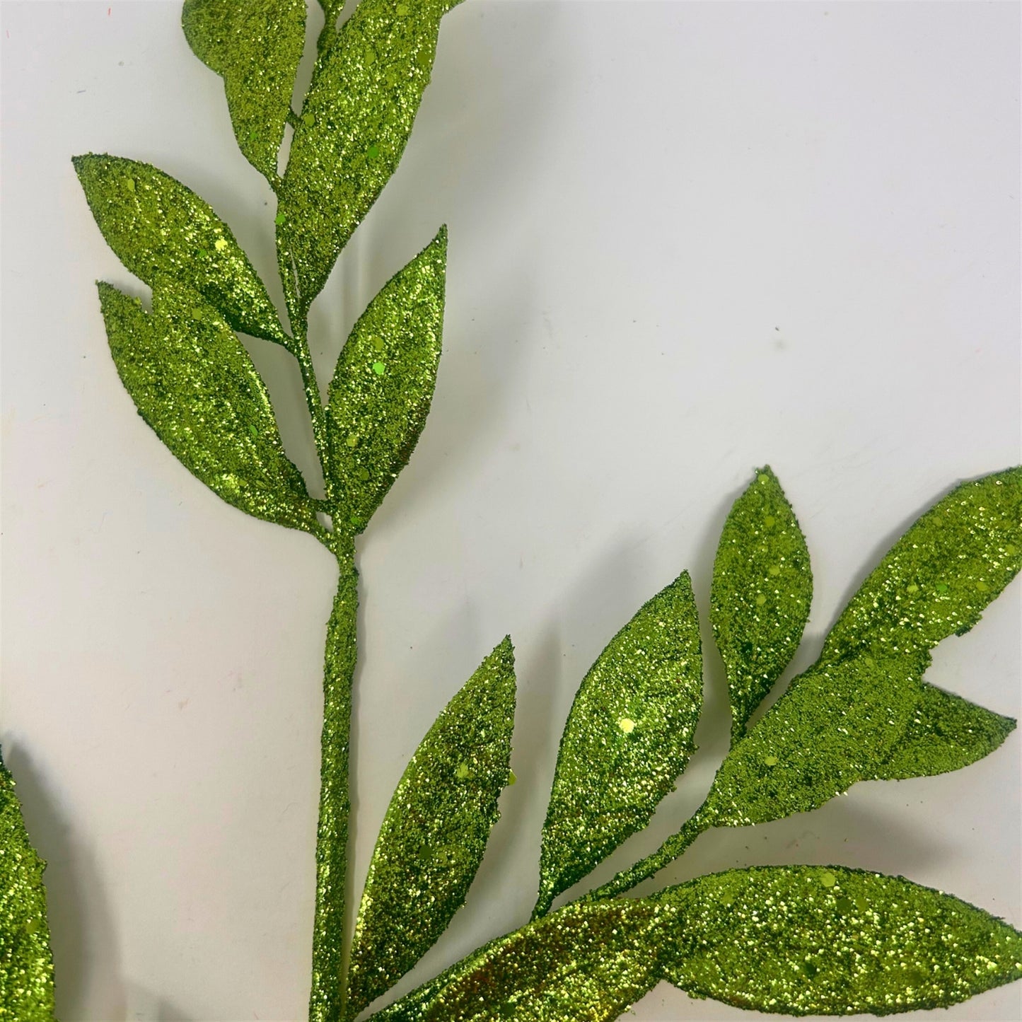 Glitter Bay Leaf Spray 29" - Apple Green | KS