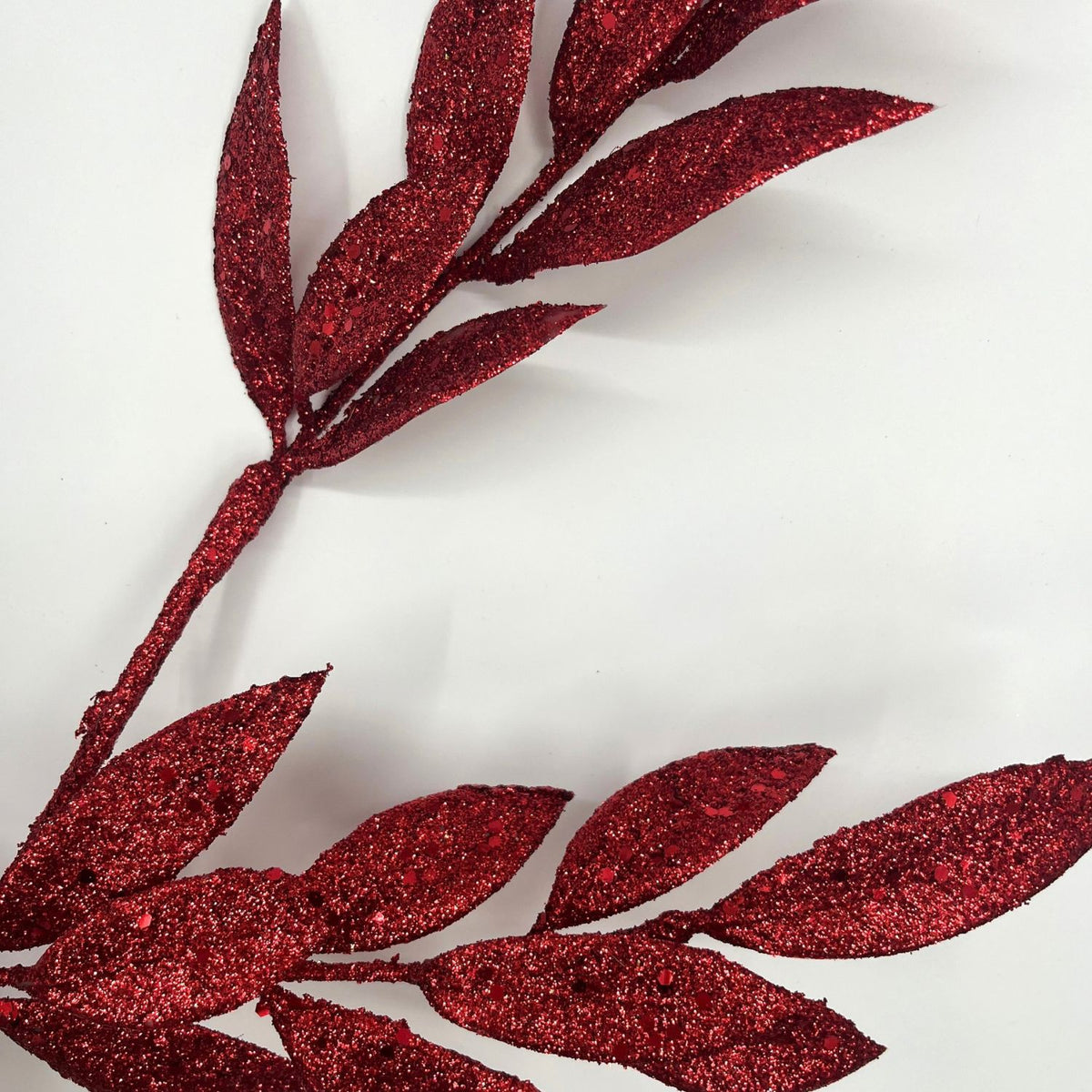 Glitter Bay Leaf Spray 29" - Burgundy | KS