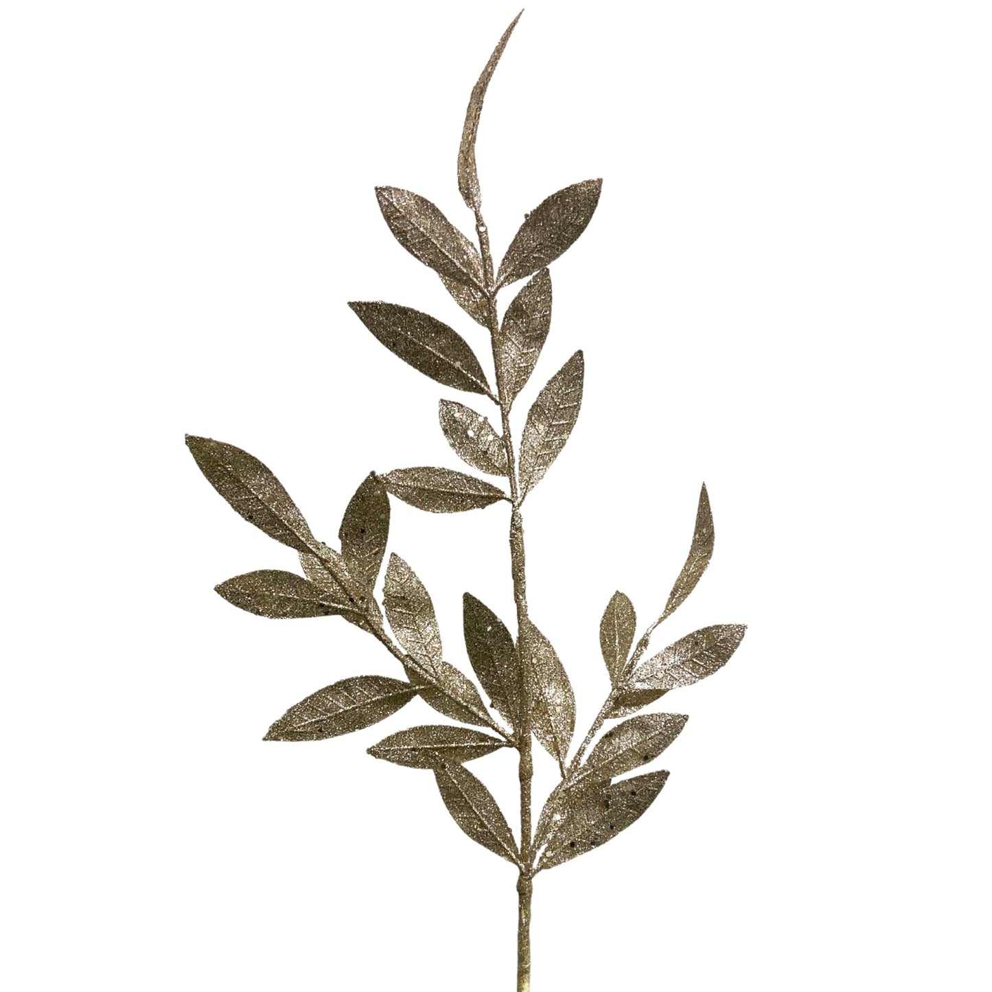 Glitter Bay Leaf Spray 29" - Champagne | KS