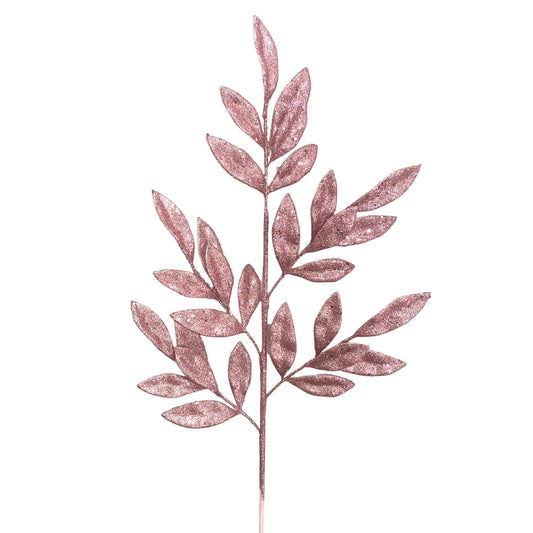 Glitter Sweet Bay Leaf Spray 29" - Pink |KS