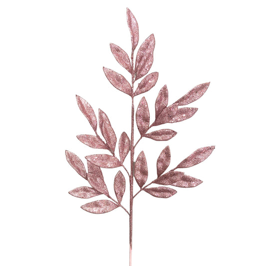 Glitter Sweet Bay Leaf Spray 29" - Pink | KS