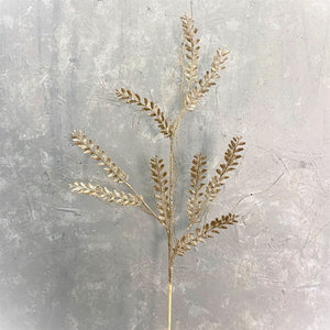 Glitter Mini Leaf Twig Spray 33.5" - Champagne | KS