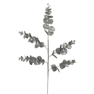 Glittered Eucalyptus Spray x 3 28" - Silver | KS