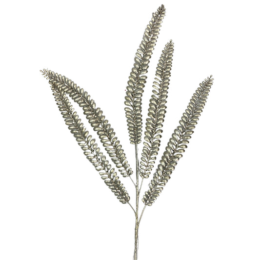 Metallic Glitz Wild Fern Spray 41" - Platinum | KS