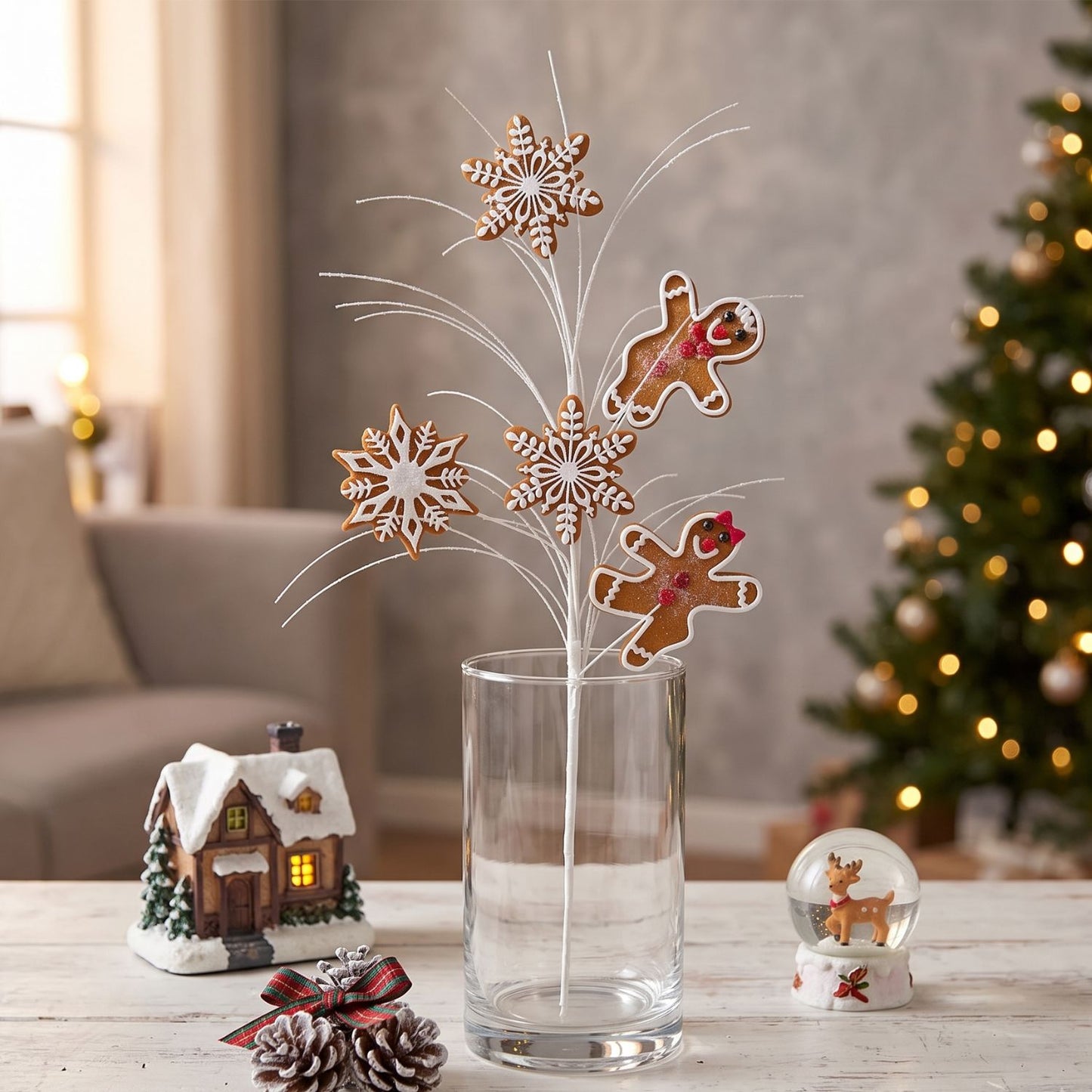 Gingerbread Man Snowflake Spray 31" | KS