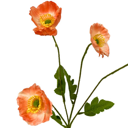 Flowering Fields Mini Poppy Spray - Light Orange - 23.5” |YSE