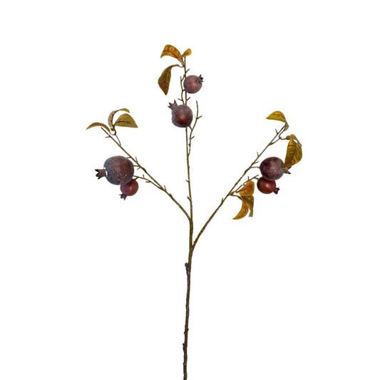 Falling Leaves Faux Pomegranate Branch - Brown 35” | YANTI