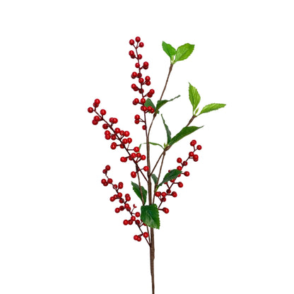 Wild Shrub Berry Stem with Leaves - Red 27” | YANTI