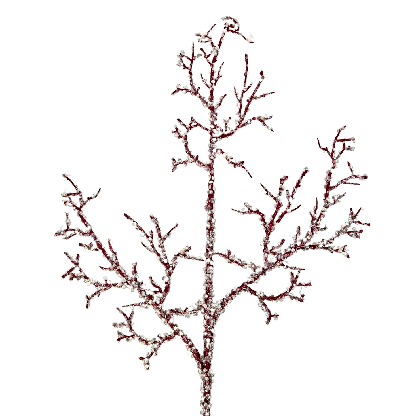 Sequin Pearl Twigs Branch - Red/White 32” |KS