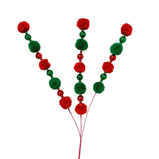 Pom Pom VP Ball Spray x 3 Red/Green 28” |KS