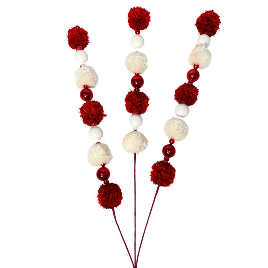 Pom Pom VP Ball Spray x 3 Red/White 28” |KS