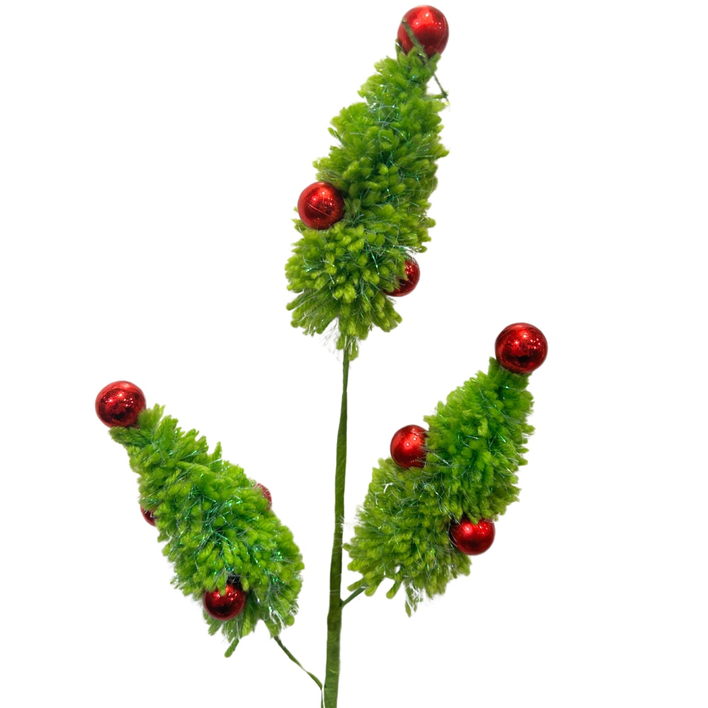 Yarn Christmas Tree Spray x 3 - Lime/Red 28” |KS