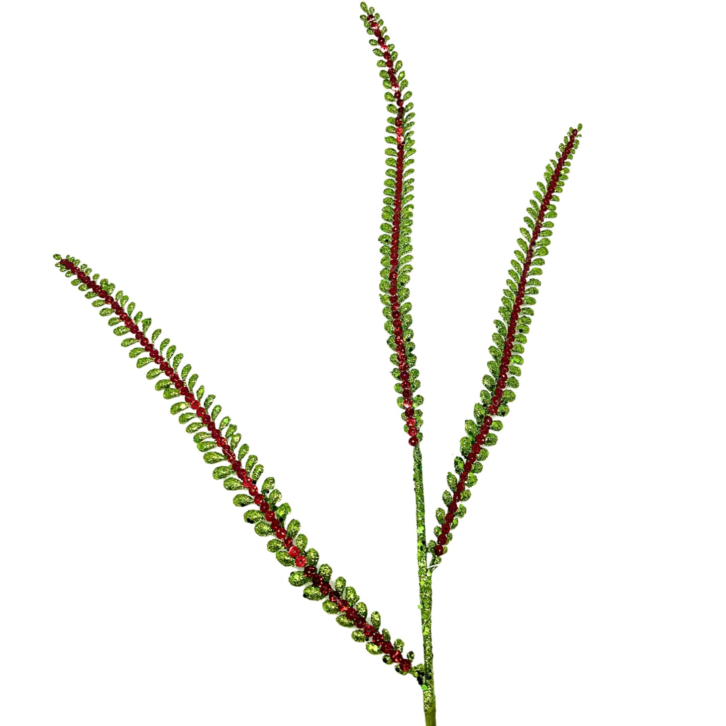 Glittered Fern Spray Lime/Red 33” |KS