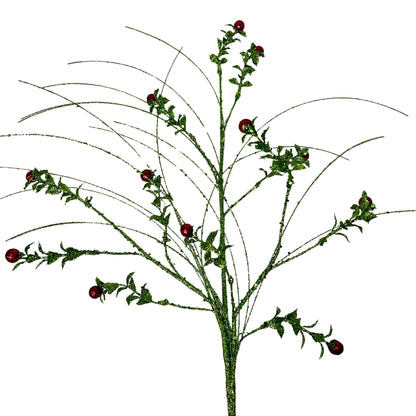 Glittered Boxwood Berry Grass Spray 30" |KS