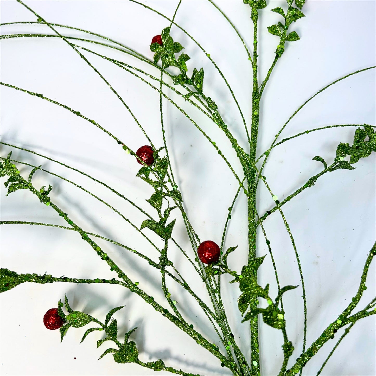 Glittered Boxwood Berry Grass Spray 30" |KS