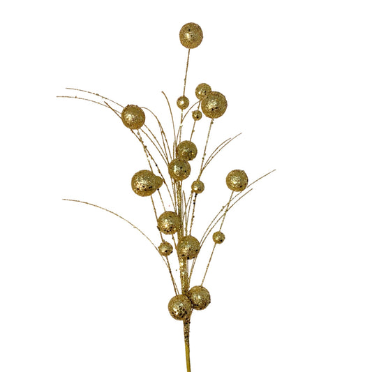 Mixed Size Glittered Ball Spray - Gold 27" | KS