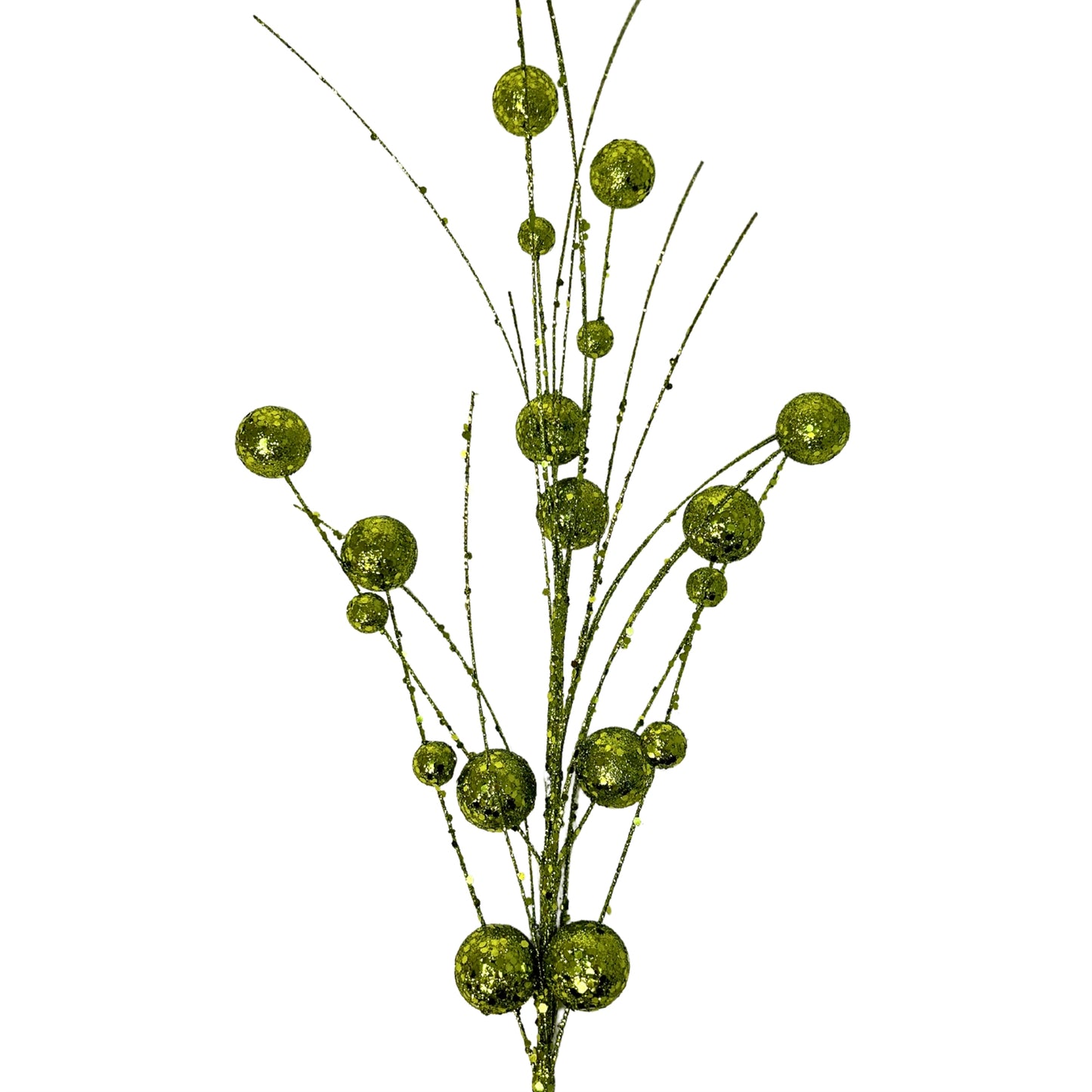 Mixed Size Glittered Ball Spray - Lime Green 27” |KS