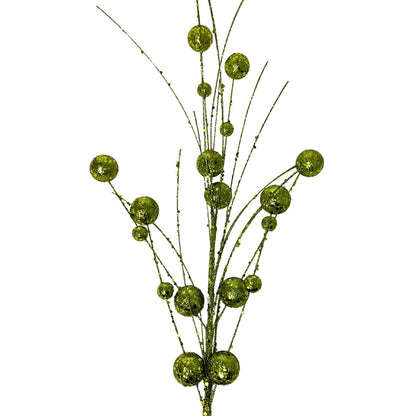 Mixed Size Glittered Ball Spray - Lime Green 27" | KS