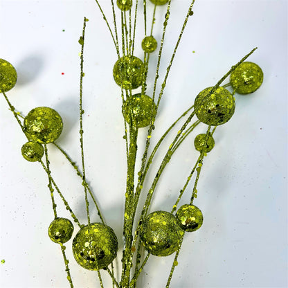 Mixed Size Glittered Ball Spray - Lime Green 27" | KS