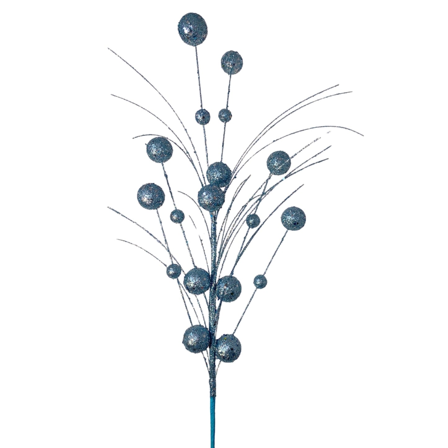 Mixed Size Glittered Ball Spray - Lt. Blue 27" | KS