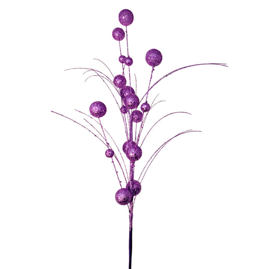 Mixed Size Glittered Ball Spray - Purple 27" | KS