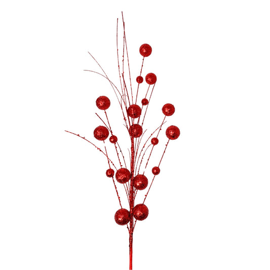 Mixed Size Glittered Ball Spray - Red 27" | KS