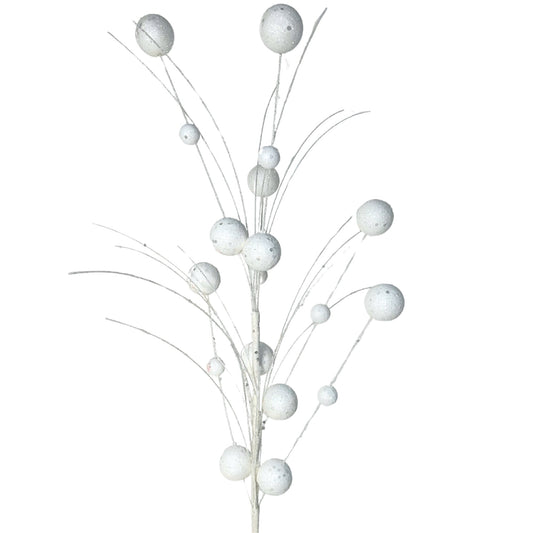 Mixed Size Glittered Ball Spray - White 27" | KS
