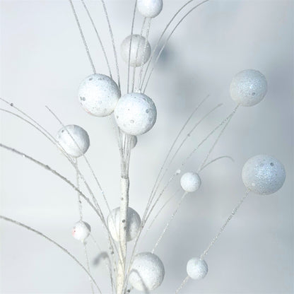 Mixed Size Glittered Ball Spray - White 27" | KS