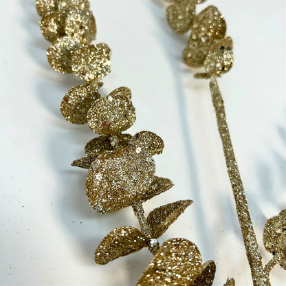 Glamorous Glittered Eucalyptus Spray - Champagne 29" | KS